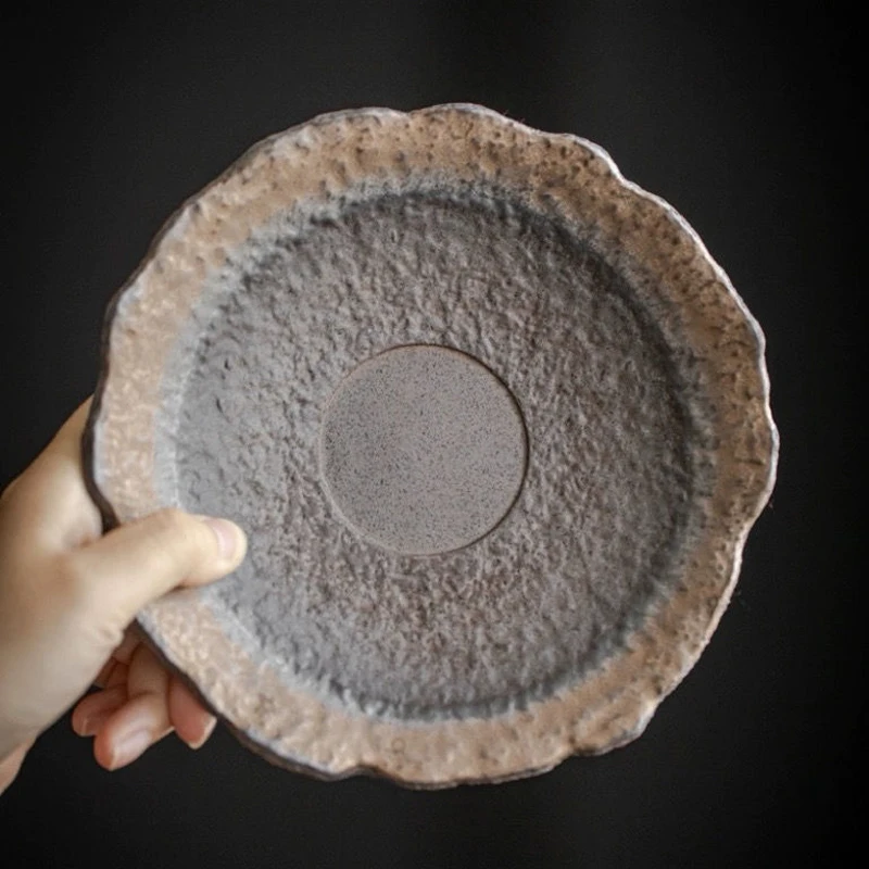 Creative Coarse Pottery Wicker Pot for storing water Dry Brewing Tray Kung Fu Tea Set Accessories Chinese Style teapot Tray, 1Pc