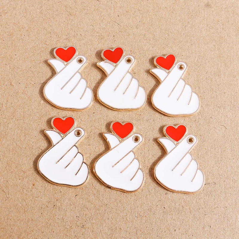 

10pcs 18x24mm Cute Enamel Love Heart Charms for Jewelry Making DIY Pendants Necklaces Earrings Handmade Bracelets Craft Supplies