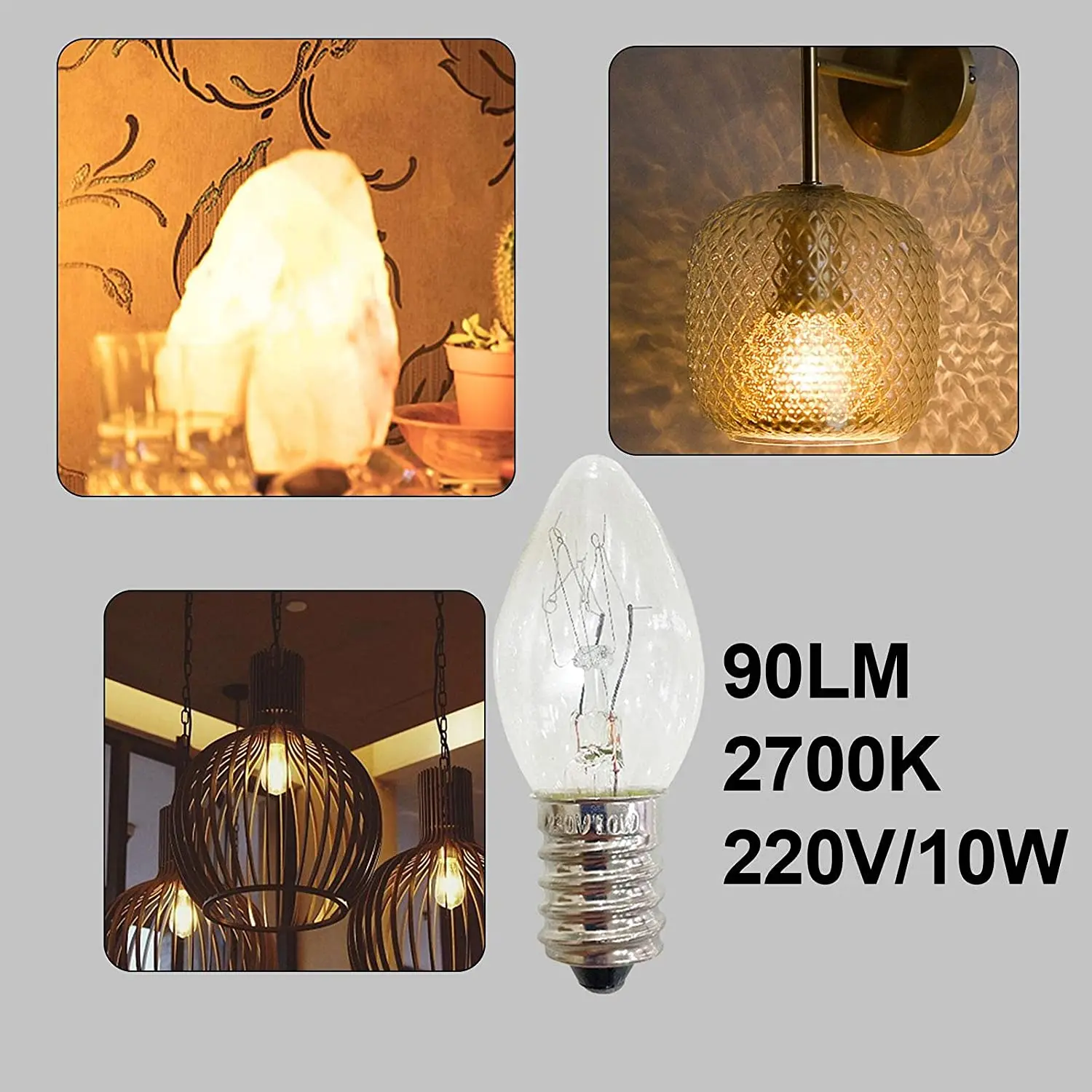 Incandescent Bulb 6Pack 7W 10W Night Light SES E12 E14 Small Edison Screw 110V to 240V Replacement Pygmy Spare Bulb For Himalai Salt Lamp Fridge