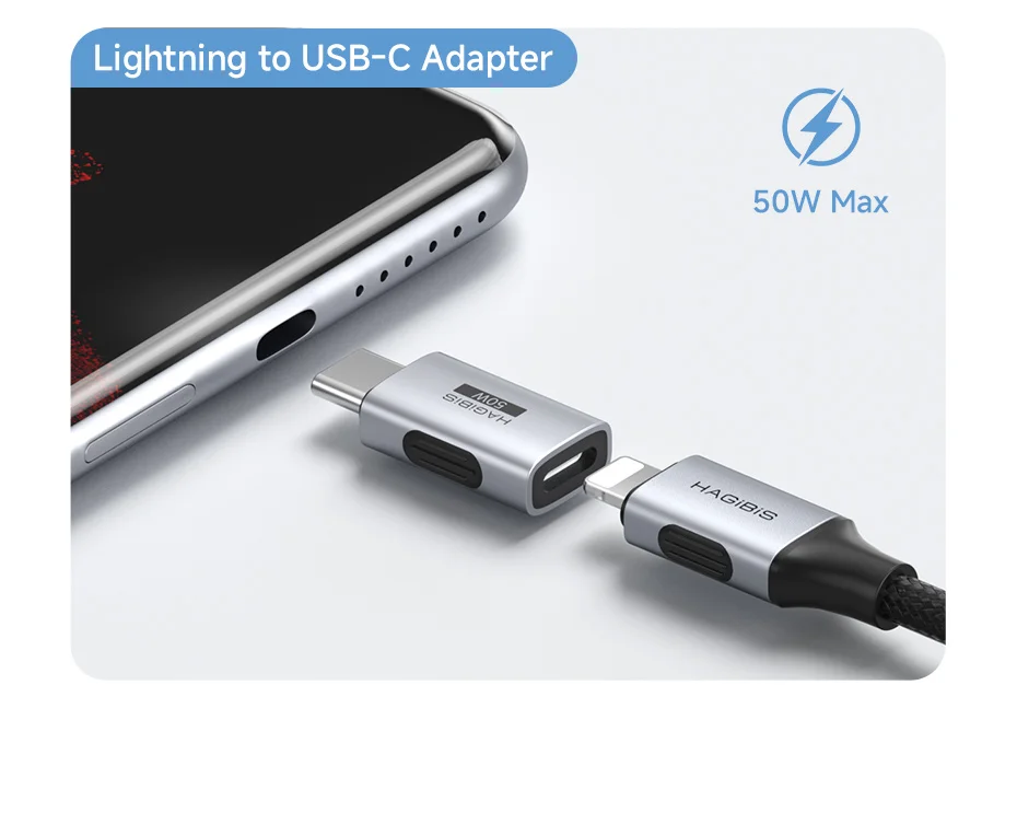 Hagibis Lightning & USB-C Bidirectional Charging Adapter