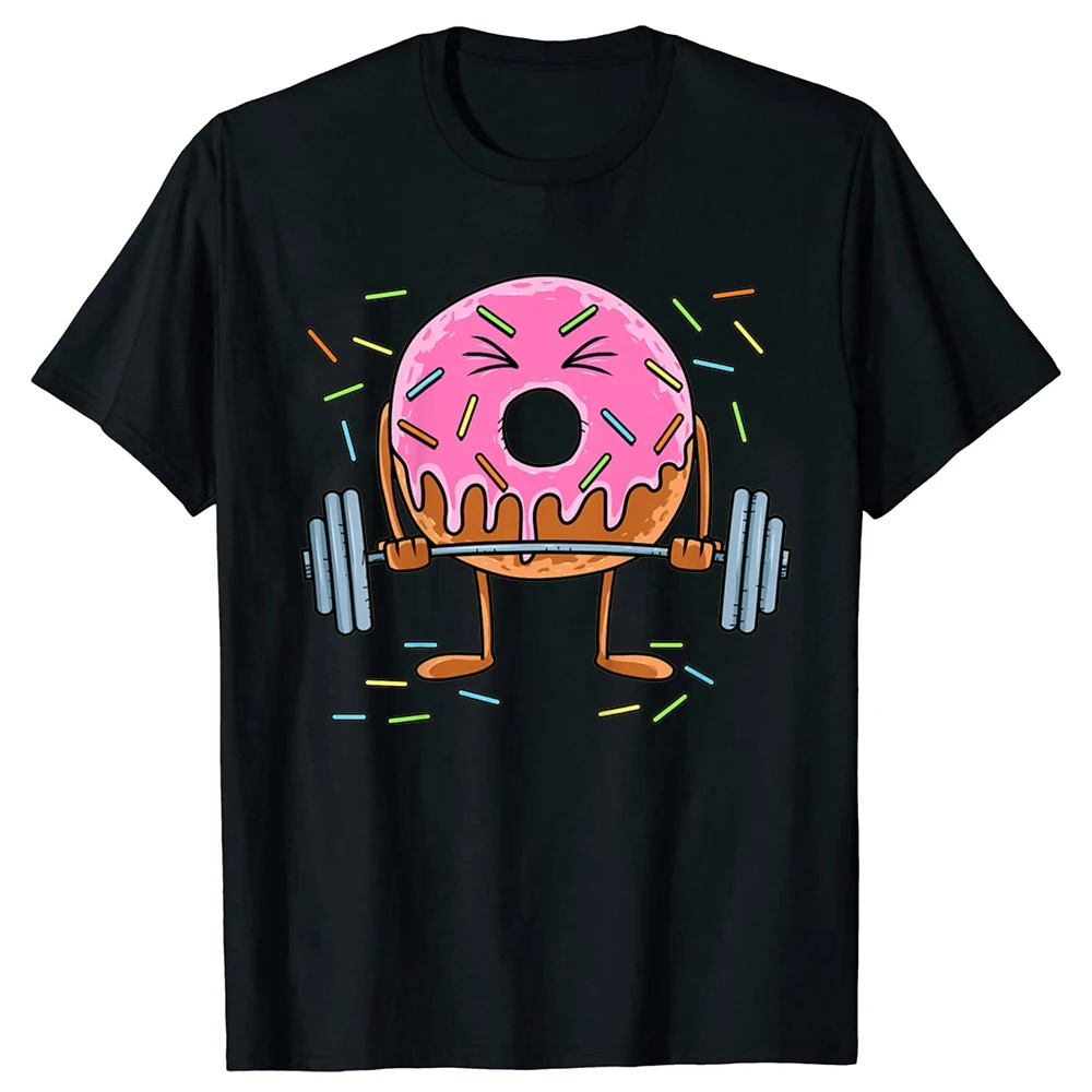 Gewichtheben Langhantel Lustiges Workout Gym Gewichtheber Donut T-Shirts Streetwear Kurzarm Geburtstagsgeschenke T-Shirt Herrenbekleidung