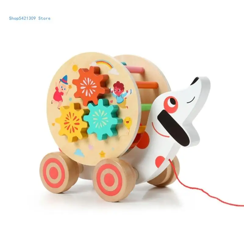 

85WA Игрушка-качалка для щенков Поощряющая игрушка для ходьбы Прогулка для малышей Игрушка-качалка с часами для малышей