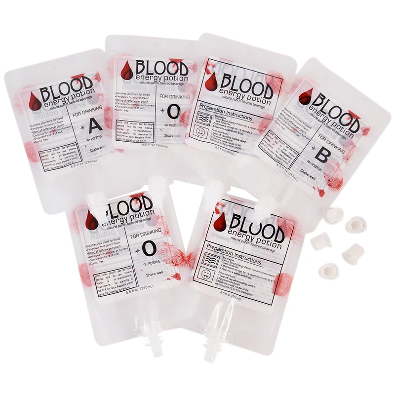 5-20Pcs 250ml Halloween Blood Bag PVC Drinks Alcohol Pouch Bags Vampire Cosplay Props Horror Halloween Party Decoration Supplies