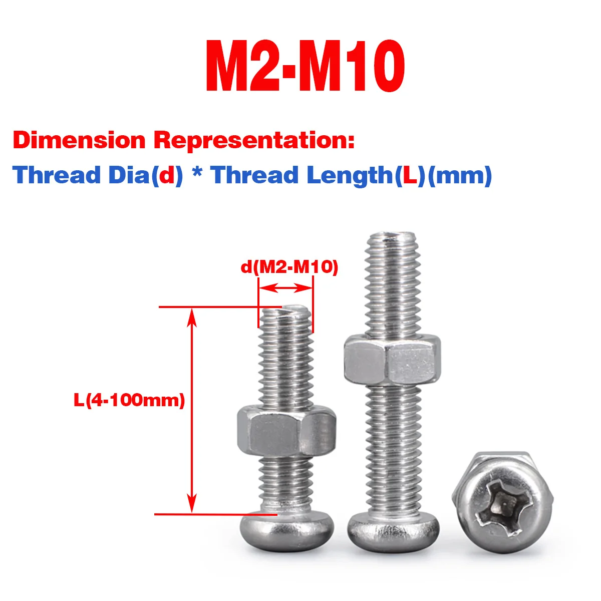 

304 SS Pan Head / Round Head Phillips Screw Nut/Machine Screw Nut Combination
