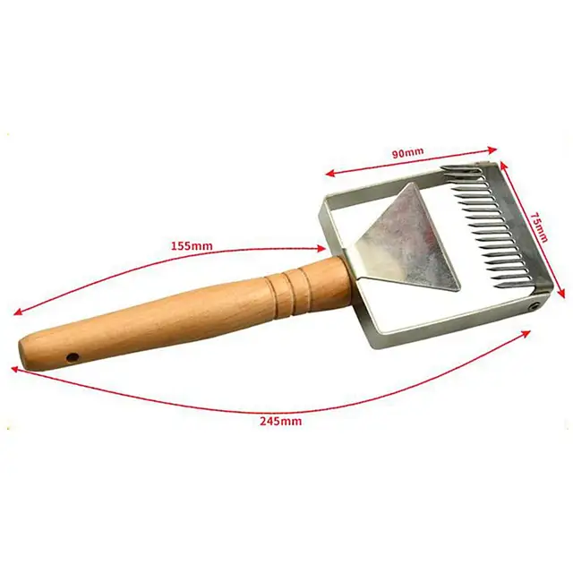 2 Dcs Méhméh Kivágó Villa Rozsdamentes Acélból Készült Fa Fogantyú Méhsejt Méhkapárkaparó Méhész Felszerelés Szerszám - Image 3