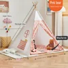1.35M Children's Tent Teepee Tent for Kids Portable Tipi Infantil House for Kids Play House Kids Tents Lights Decoration Carpet 1