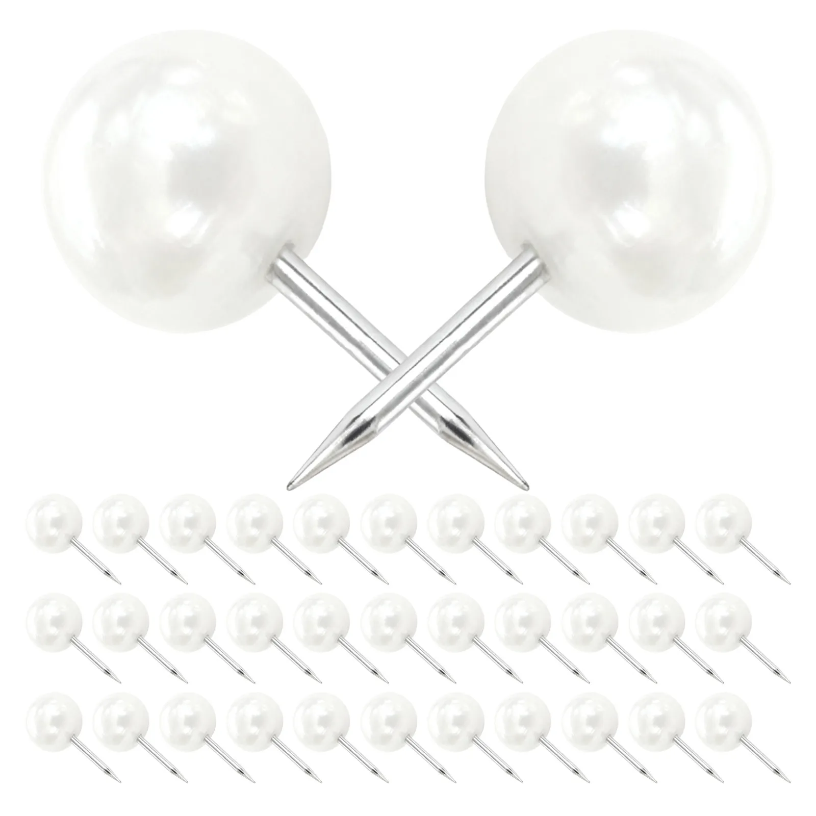 50개입 진주 디자인 플라스틱 압정, 게시판, 달력, 공예 프로젝트, 벽걸이 용도에 적합한 장 푸시핀