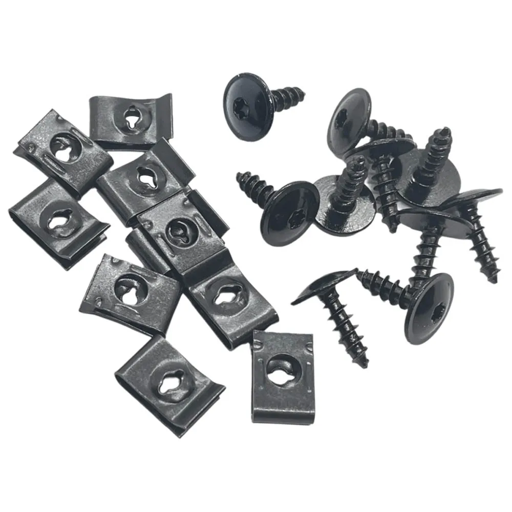 Auto Universal Self-tapping Screws Plum Blossom with Pad U-shaped Clips 10-40pcs for Car Bumper Mudguard Fender Base Fixed