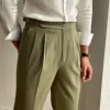 Luxury High Waist Casual Pants Korean 2021 Fashion Versatile Slim Long Pants Men's Fashion Spring Clothes Office Trousers Men 1