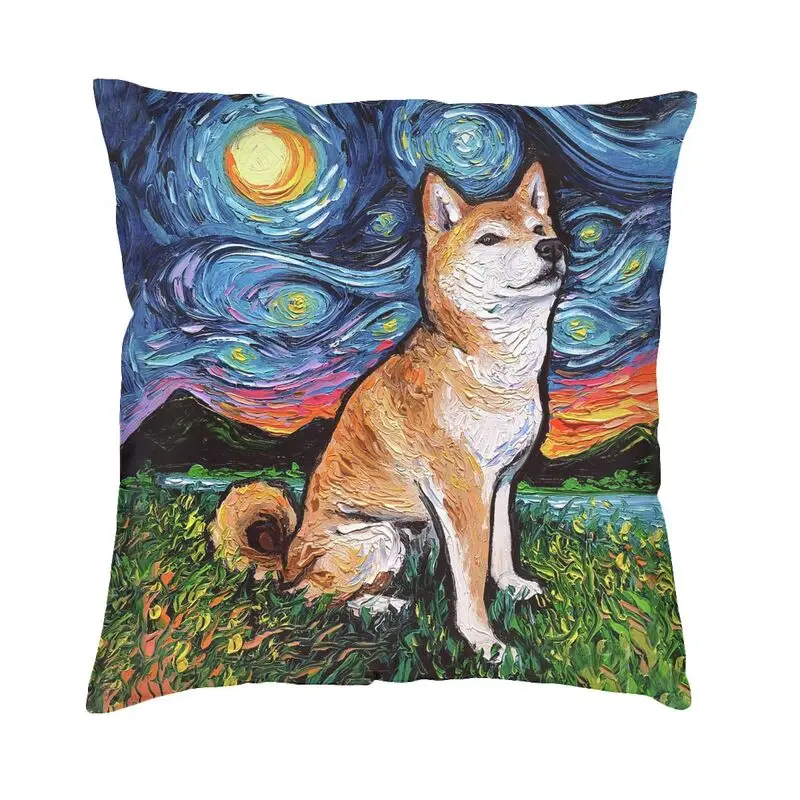 

Shiba Inu Starry Night Pop Art Throw Pillow Cases Living Room Decoration Pet Dog Lover Sofa Cushion Cover Square Pillowcase