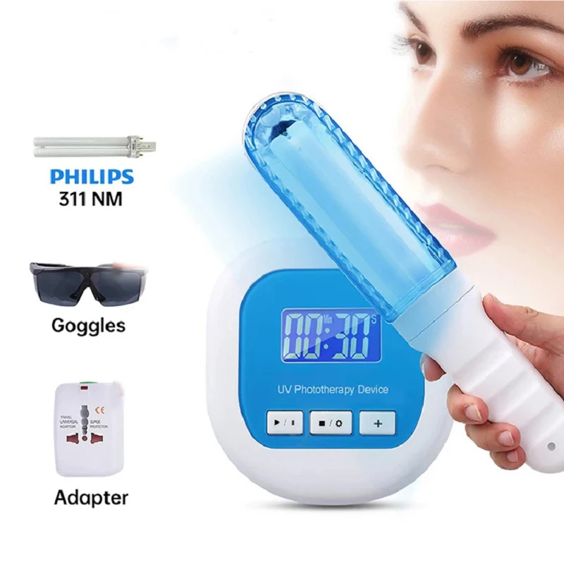 New Uvb 311nm Uvb Lamps For Psoriasis Phototherapy Eye Shield For Vitiligo Uvb Psoriasis Treatment Light handfree kn 4006b uvb lamps uvb phototherapy for vitiligo psoriasis treatment