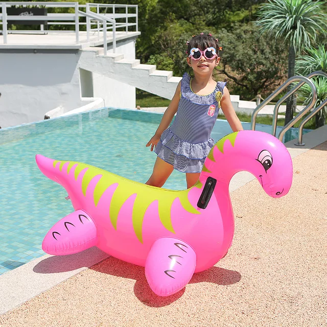 Inflatable Water Park Cartoon Children Pink Dinosaur Playing Water Surfing Toys Ride On Toy Pool Rafts Plesiosaurus Animal 4