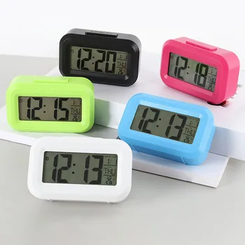 LED Digital Alarm Clock 9*2.5*5.5 Cm Electronic Screen Desktop Home Office Backlight Snooze Lovely Desk Electronic Clock 2