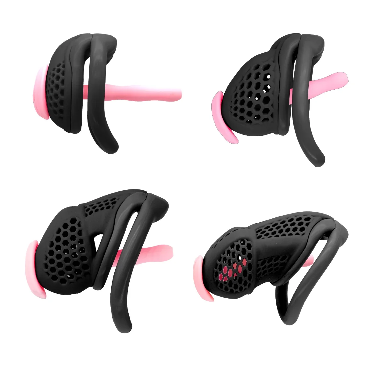 Pink Male Chastity Cage Embedded Small Lock 정조대 with Soft Silicone Catheter and 4 Size Cock Rings Adult Abstinence Sex Toys 18+ Penis Chastity Cage Chastity Lock Sex Toy Penis Cock Ring