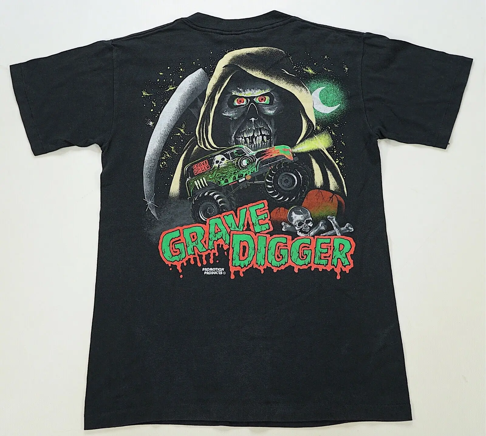 Rare Vintage Grave Digger Race Team Monster Truck Reaper T Shirt Anni '90 Black Sz S