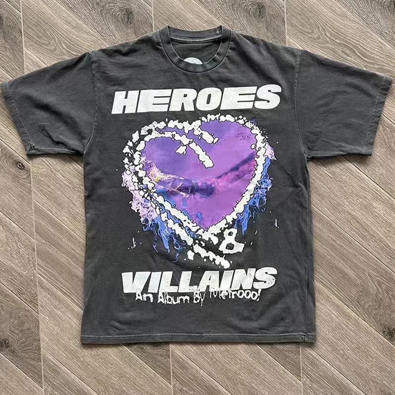 

Real Photo Hellstar T-shirt High Quality Vintage Love Letter Print Street Hip Hop Loose Men Women Short Sleeve T Shirt