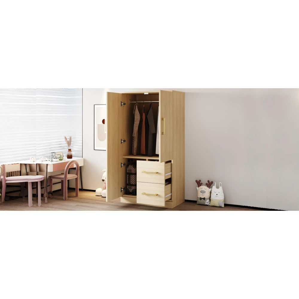 70 x 40 x 135 cm moderner Kindergarderobe, doppeltüriges Design mit Schubladen und Ablagefächern, Einzelgarderobe aus Holzfarbe – Detail 18