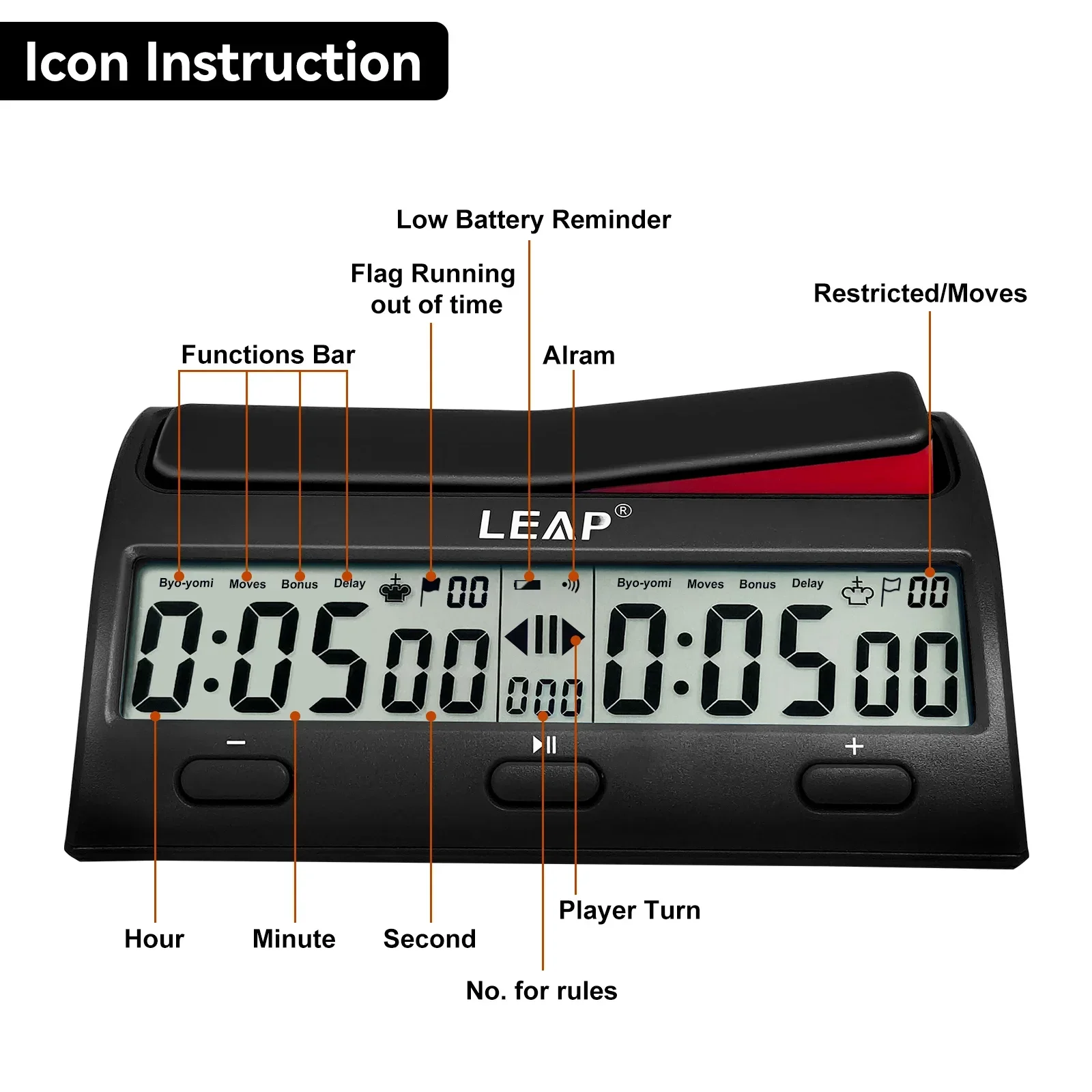 LEAP PQ9912 Professional Digital Chess Clock Count Down Timer Novelty Multifuctional Practical Game Competition Count Up Player Digital Chess Clock
