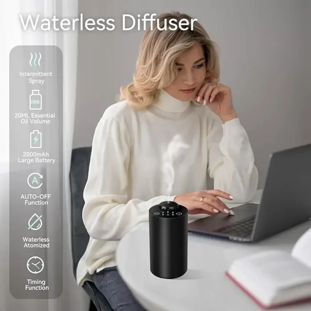 Waterless Diffuser For Essential Oil Nebulizer Battery Operated Scent Air Machine Aluminum Alloy Aromatherapy Diffuser For Car 3