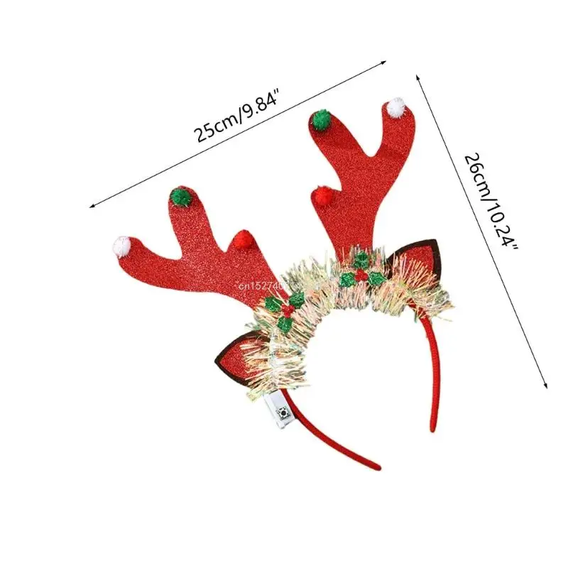 5pc Festive Christmas Headwear Glowing Headband Light up Hairband for Holiday Celebrations Year Navidad Party Decor