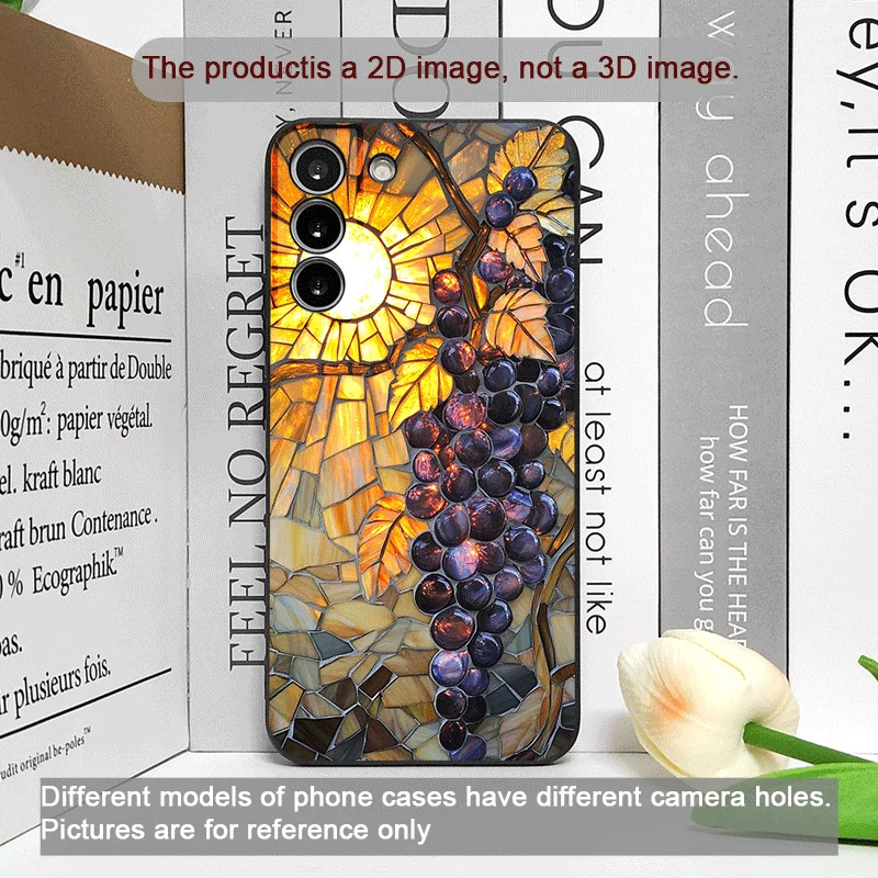 Creative Retro Fruits Marble Texture Printed Soft Phone Case
