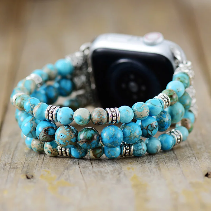 Gothic Jasper Stone Stretchable Smart Watch Bracelet