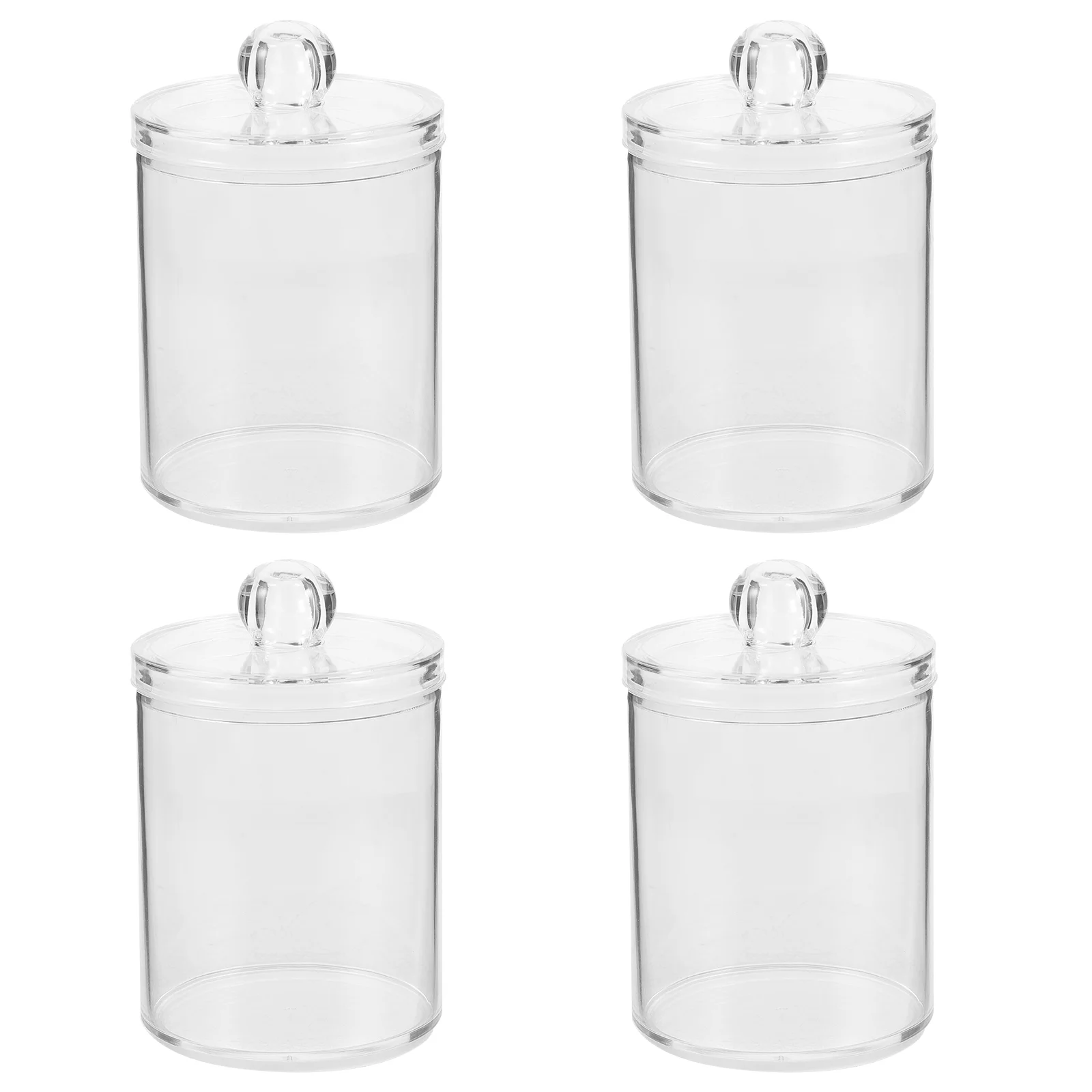 

4 Pcs Cotton Swab Box Storage with Lid Bathroom Vanity Makeup 4pcs Jars Container