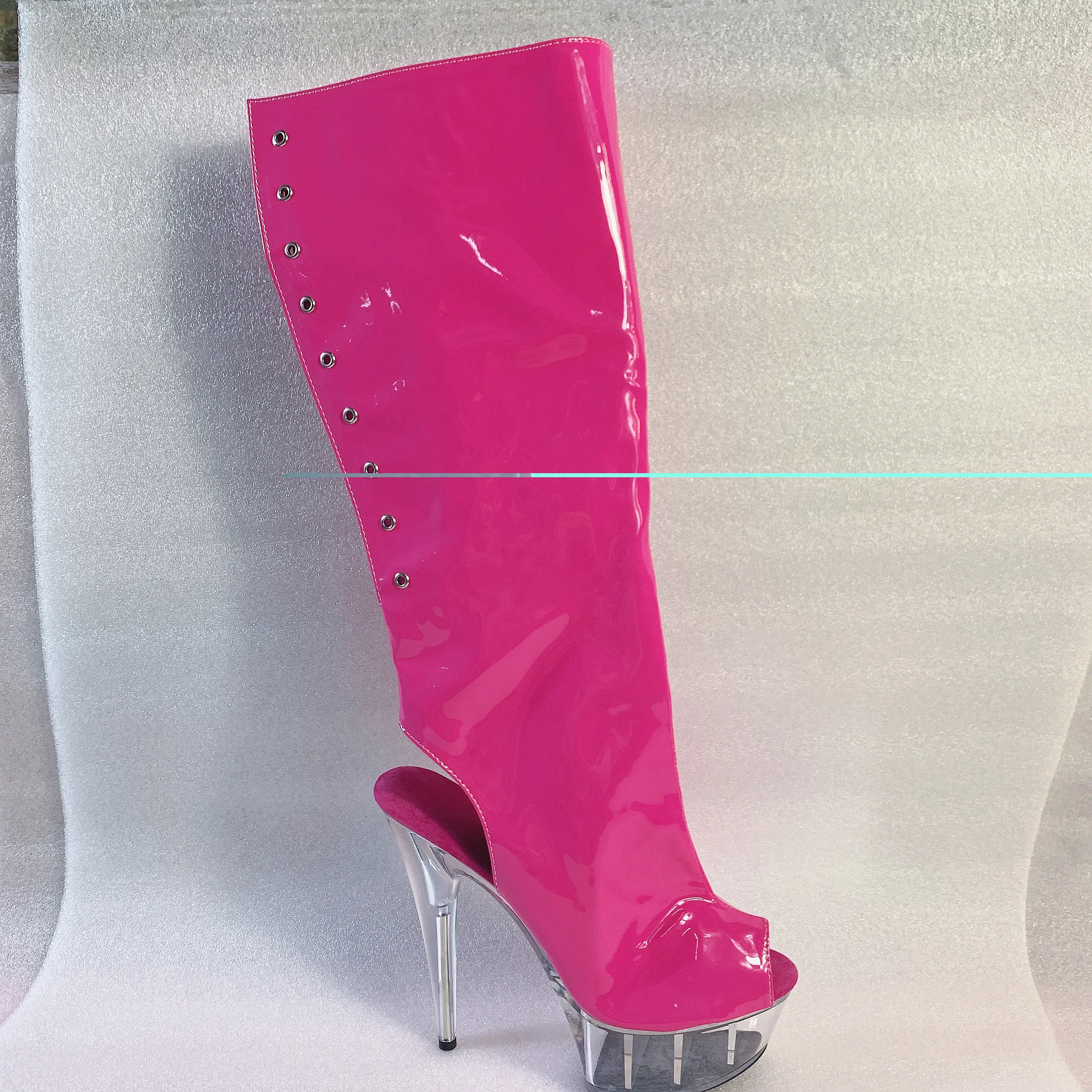 

6-inch knee-high boots, summer women's shoes, crystal platform fashion back straps, pole dancing ankle boots