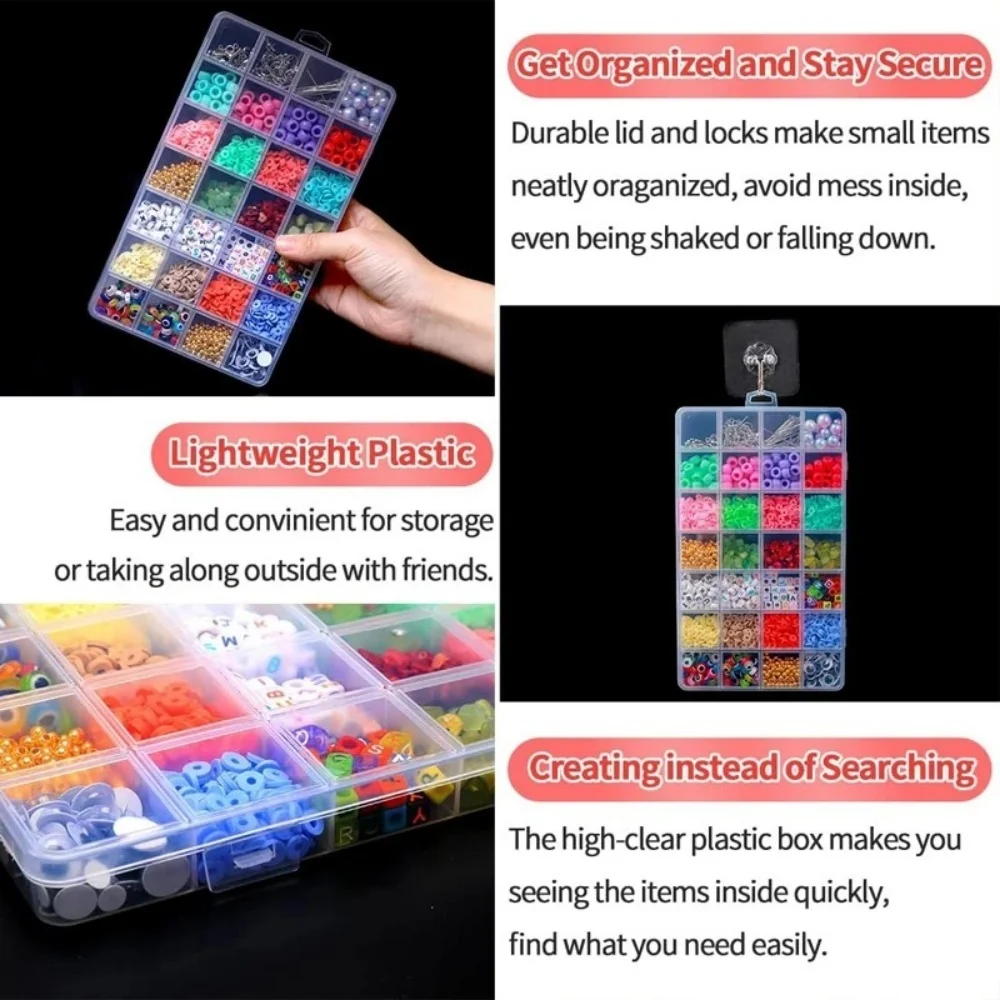 Clear Plastic Jewelry Box Adjustable Compartments 9-20 Slots Organizer Storage Container For Beads Earrings Rings Rectangle