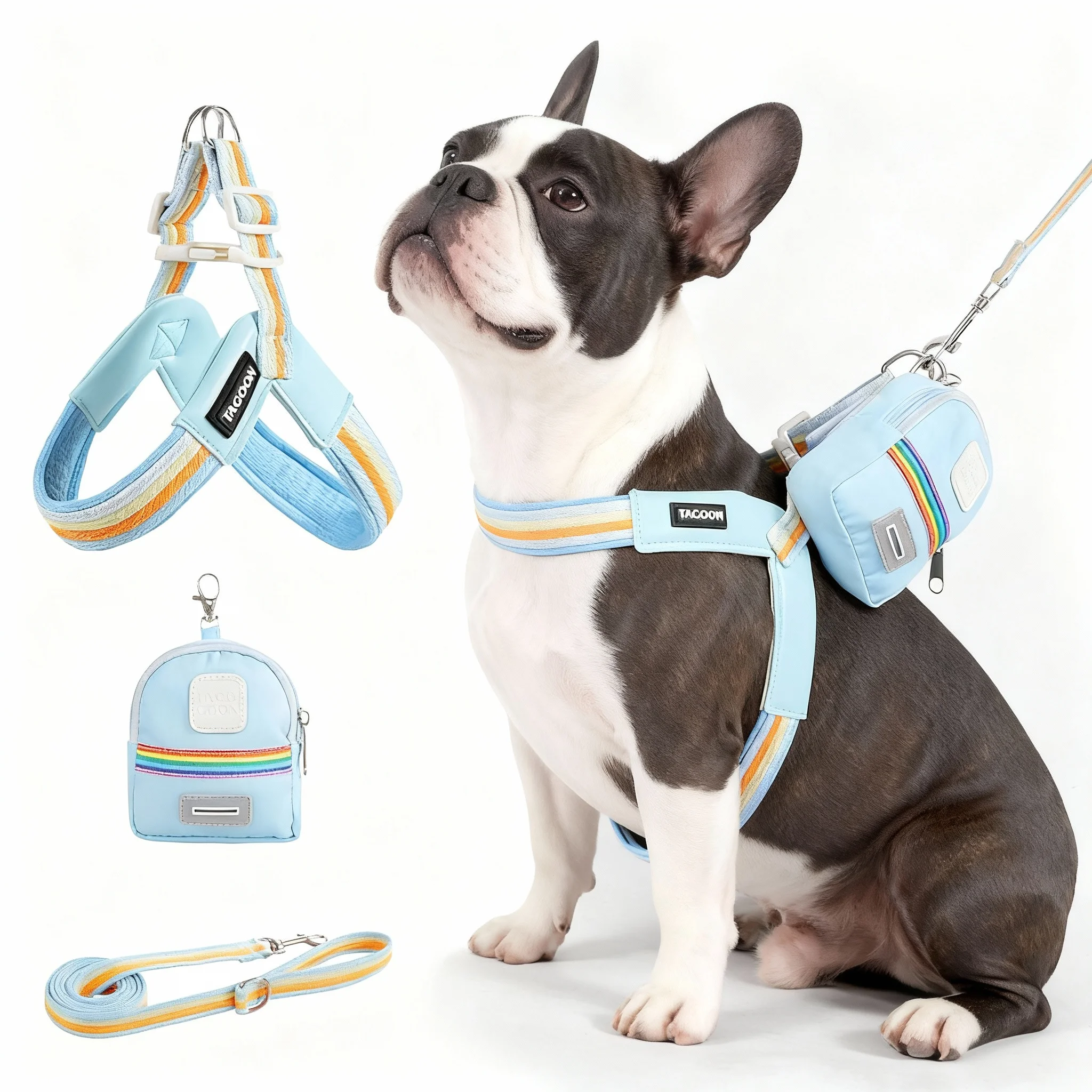 Reflective Y-shape Dog Harness & Backpack Set - Pastel No-pull Vest_voghion.com
