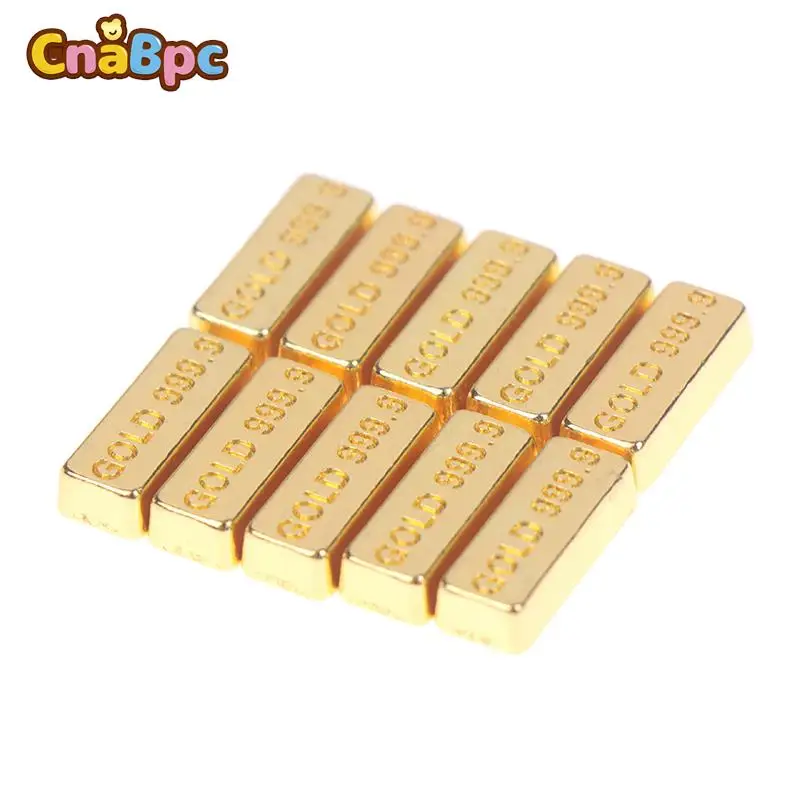 

10pcs 1:12 Miniature Simulation Gold Bars Mini Gold Ingot Gold Bar Copper Model Dollhouse Pocket Gold Tycoon Scene Accessories