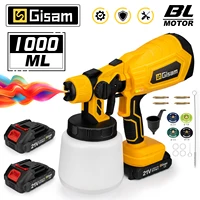 1000ML Brushless Electric Spray Gun HVLP Cordless Paint Sprayer Auto Furniture Steel Coating Airbrush For Makita 18V Battery 1