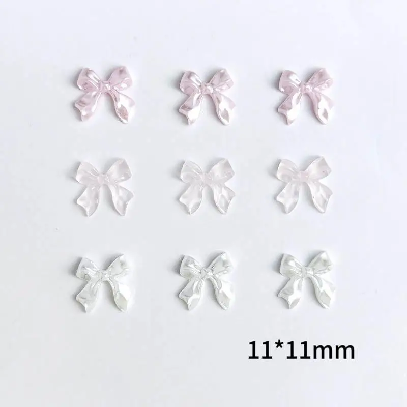 50pcs 3D Sweet Pearly Glossy Ribbon Bow Resin Nail Charms Ballerina Bow Tie Nail Art Decoration Nail Accessories Manicure DIY 3