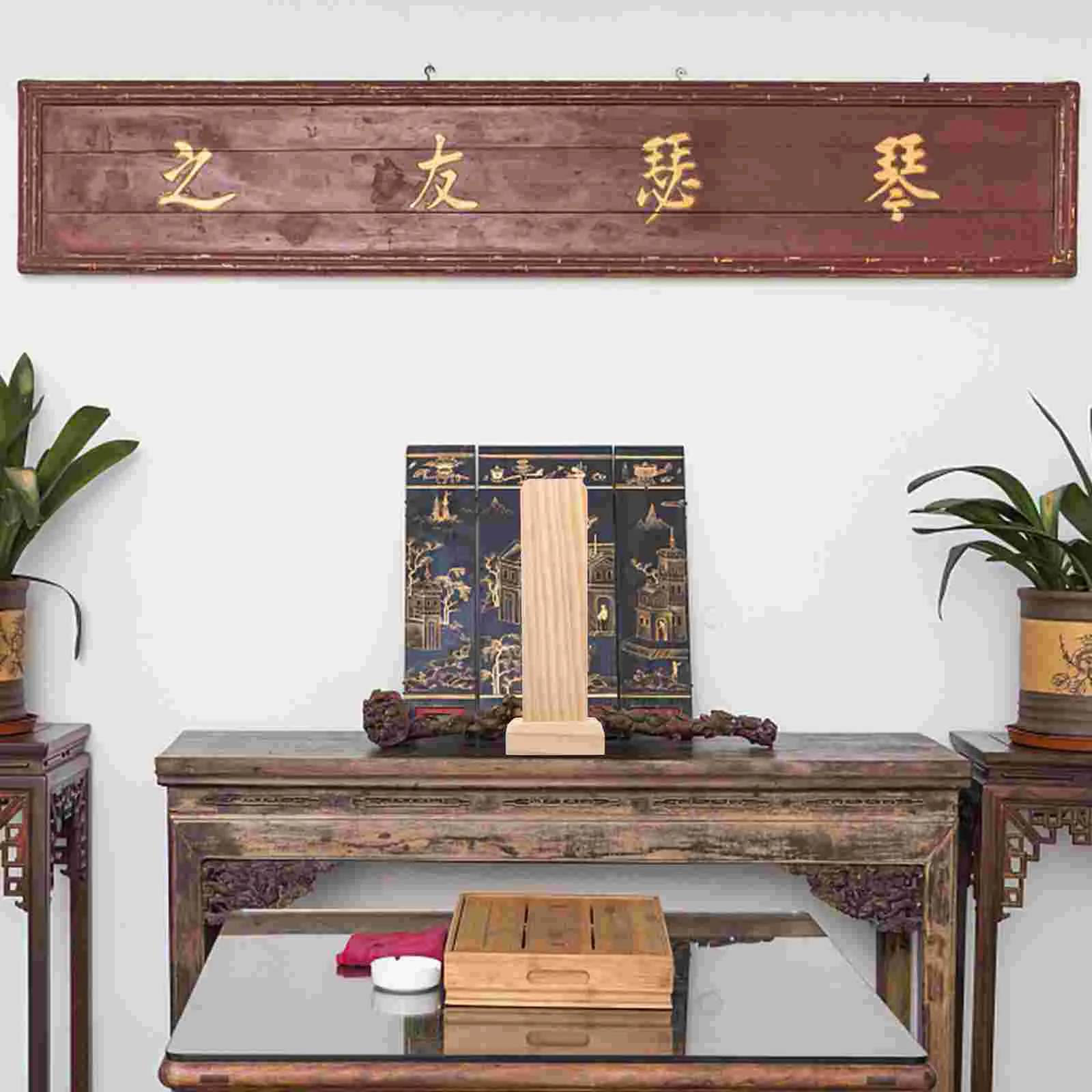 

Wooden Temple Tablet Memorial Tablet Wood Memorial Tablet Prop for Temple