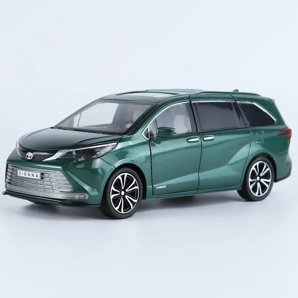 1:24 Toyota Sienna MPV 합금 자동차 모델 다이캐스트 금속 장난감 상업용 자동차 모델 사운드 라이트 시뮬레이션 컬렉션 어린이 선물