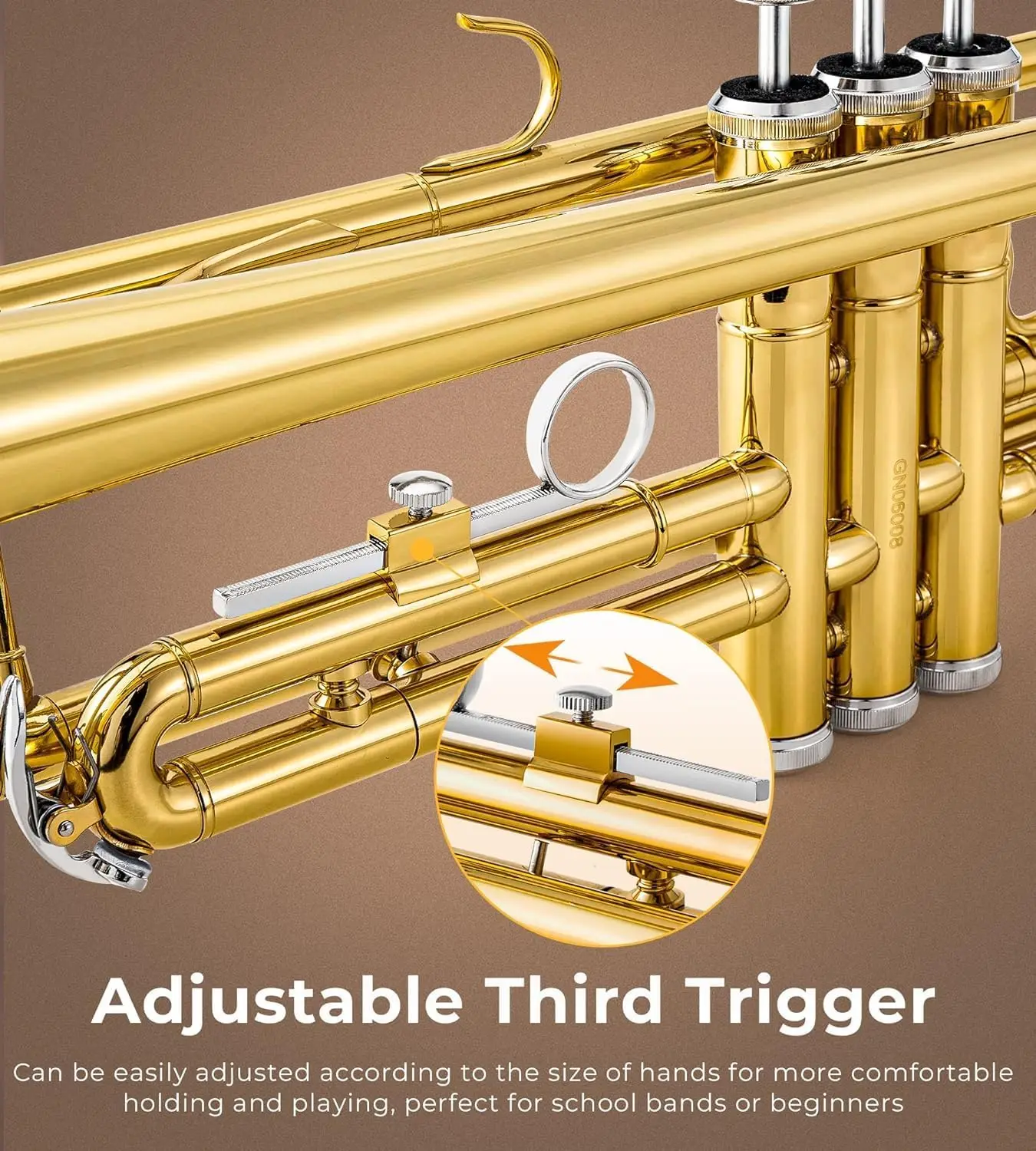 Bb Trumpet Brass Standard Gold Trumpet Instrument for Student School Band Orchestra Adult Kid Beginner with Hard Case, St