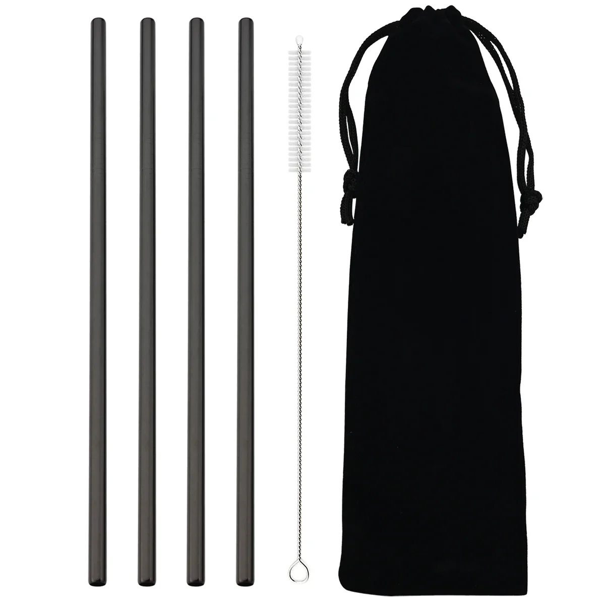 Deluxe Stainless Steel Reusable Straw Set with Cleaning Brush & Carry Bag - Eco-Friendly Drinkware Accessories