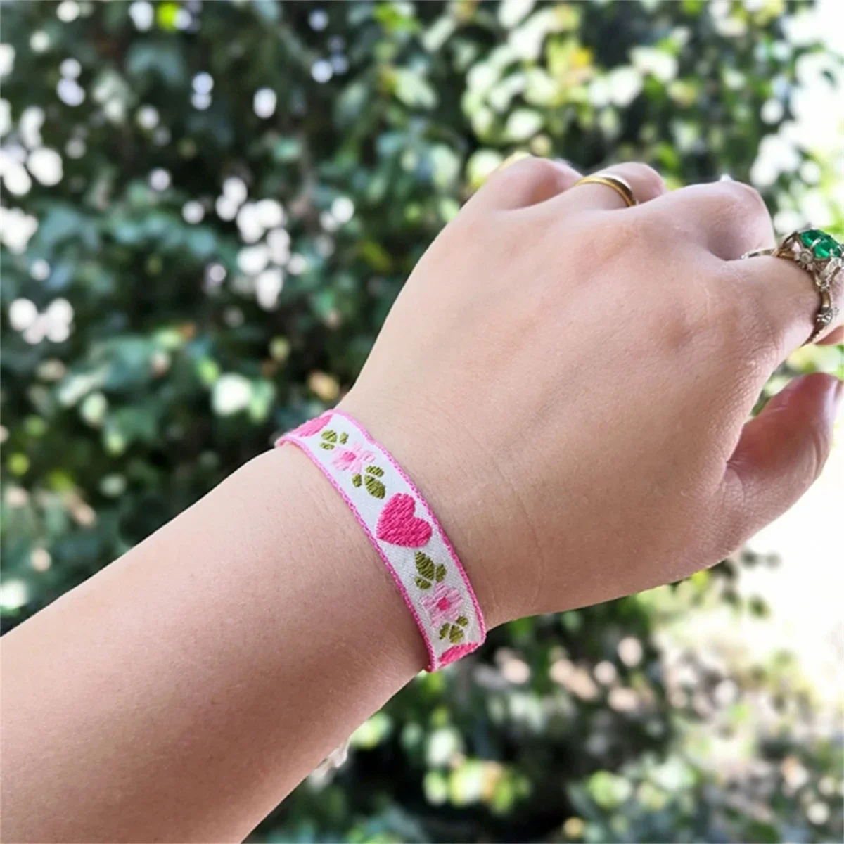 Boho Strawberry Flower Bracelet - Handmade Kids Friendship Wristband