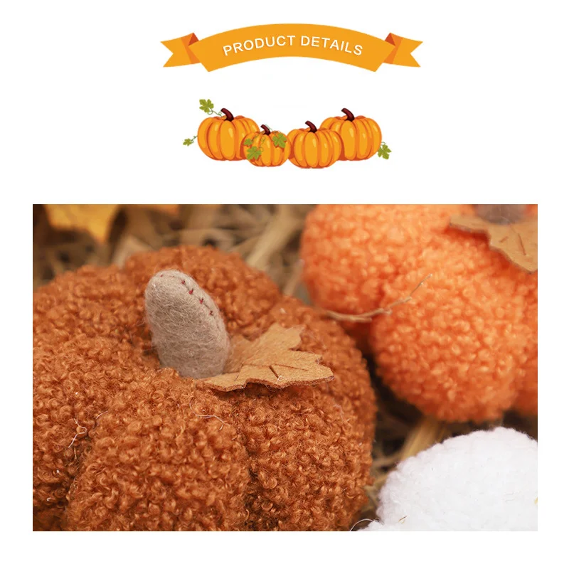 Mini ornamenti di zucca di simulazione, decorazione creativa di zucca di Halloween, decorazione per la casa, auto, ornamenti bianchi e arancioni, decorazioni per festival_voghion.com