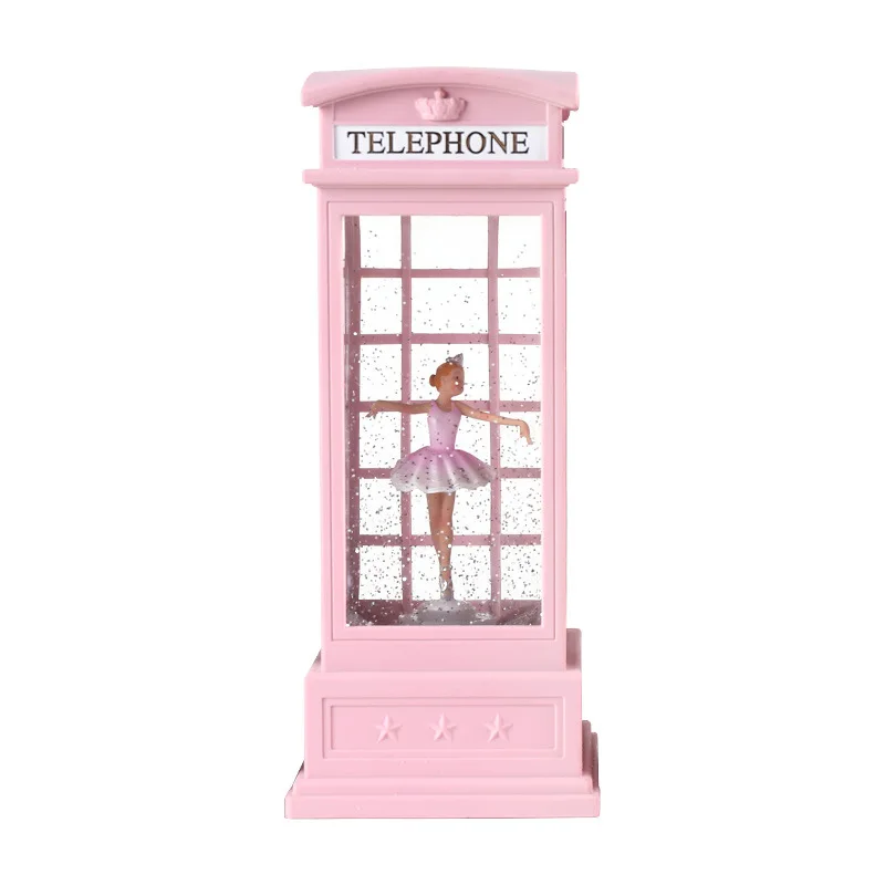 

Telephone Booth Rotating Ballet Snowflake Automatic Music Box Octave Box Crystal Ball Stall Decoration