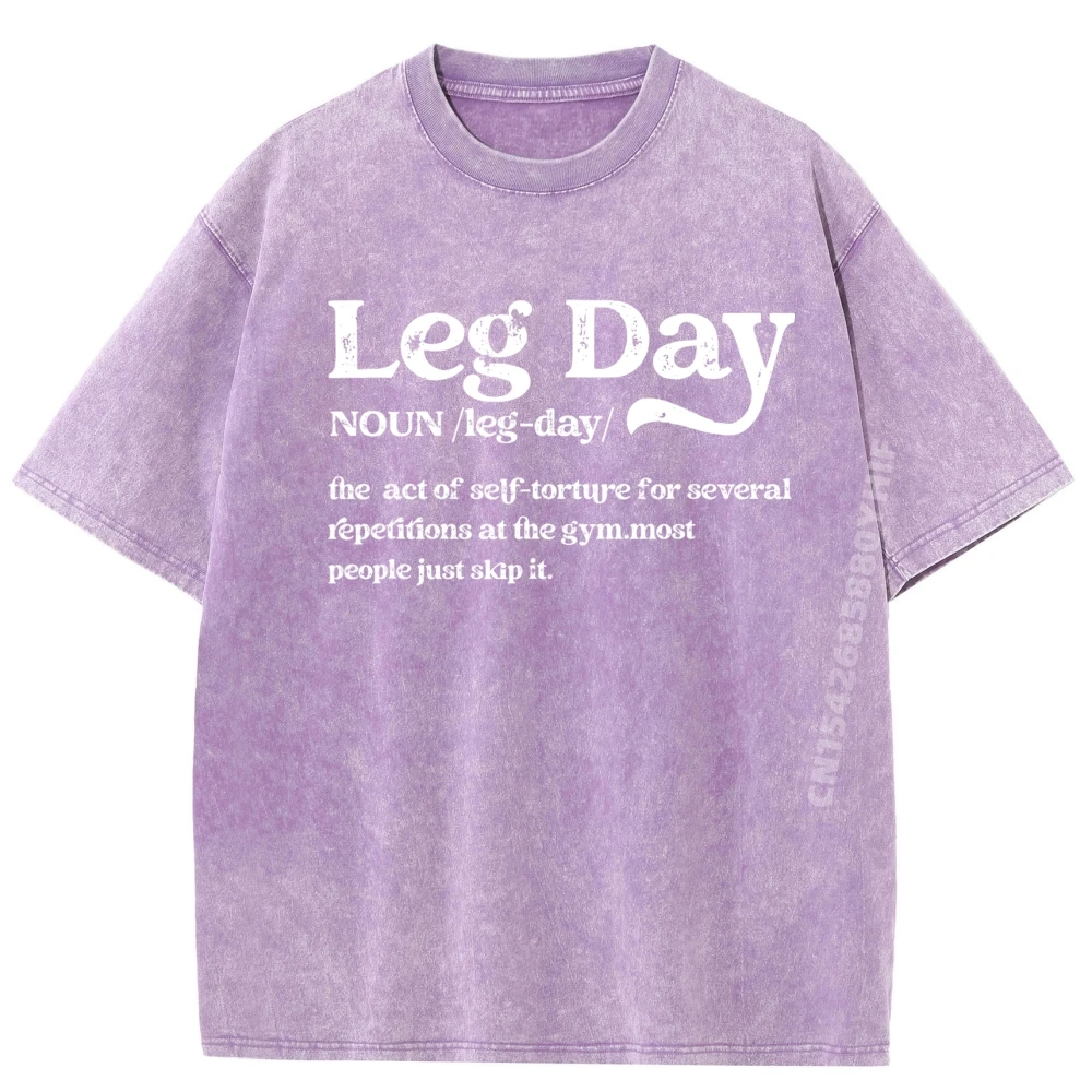 Casual Leg Day Definition Gym Pump T-Shirt Dad Classic Christmas Round Neck 100% Cotton Fabric T-Shirt Retro washed Tee Shirt Leg Day Definition Gym Pump Cover Oversized Gym Workout purple
