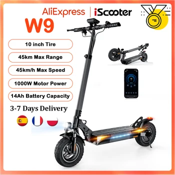 Scooter elettrico iScooter W9 da 10 pollici 1000W 48V14Ah 35-45 km Portata 45 km/h Velocità massima Pneumatici fuoristrada Trasmissione posteriore Freni a doppio disco
