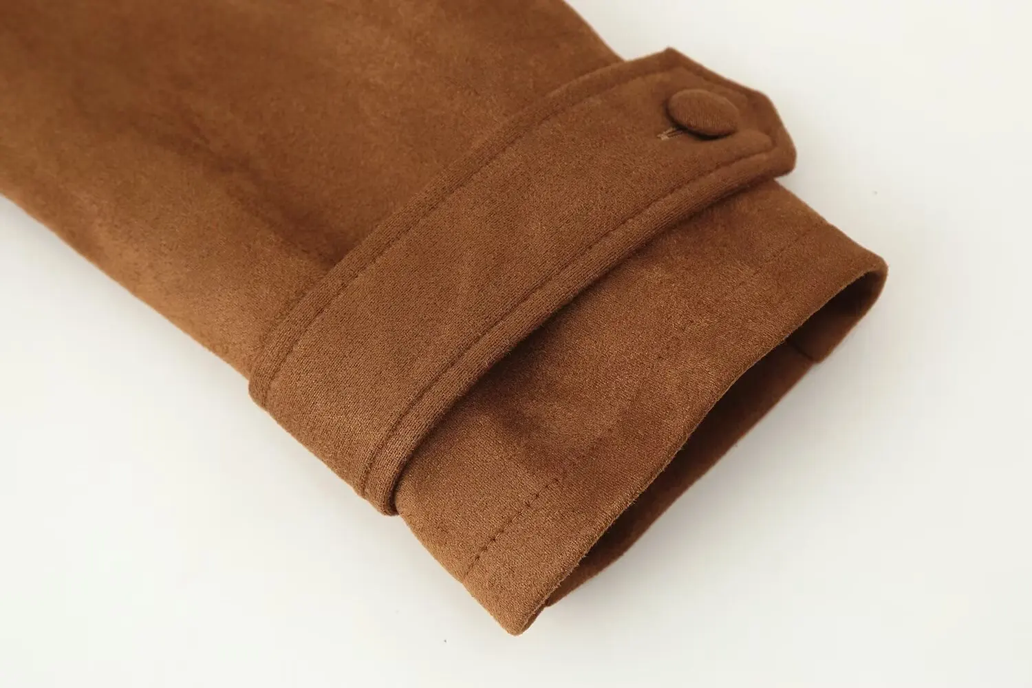 Women Brown Suede Short Jacket Female Fashion Turn-Down Collar Long Sleeved Coat Double Breasted With Belt High Street Outerwear