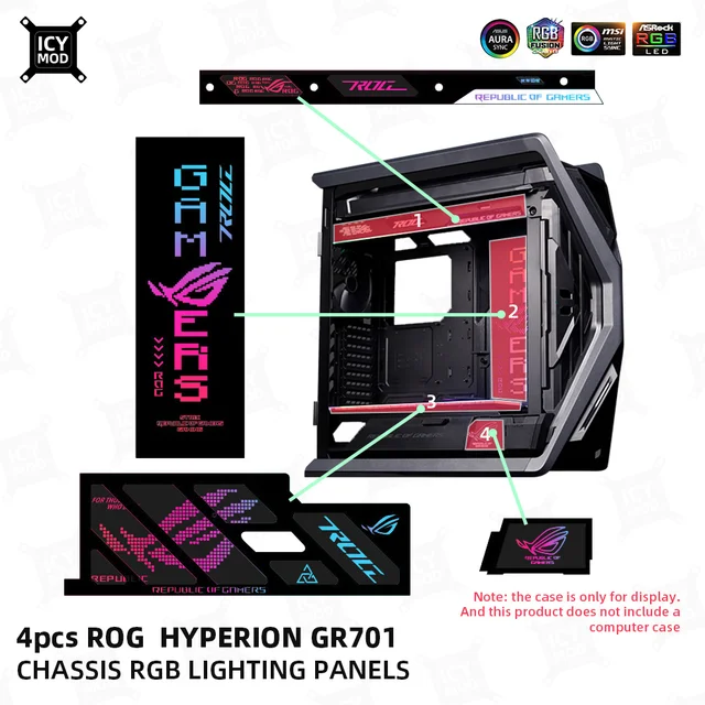 Framed Version Customized ARGB Light Panels for ASUS GR701 Case Rog HYPERION  Gaming Case Mod 5v3pin Eva 02 