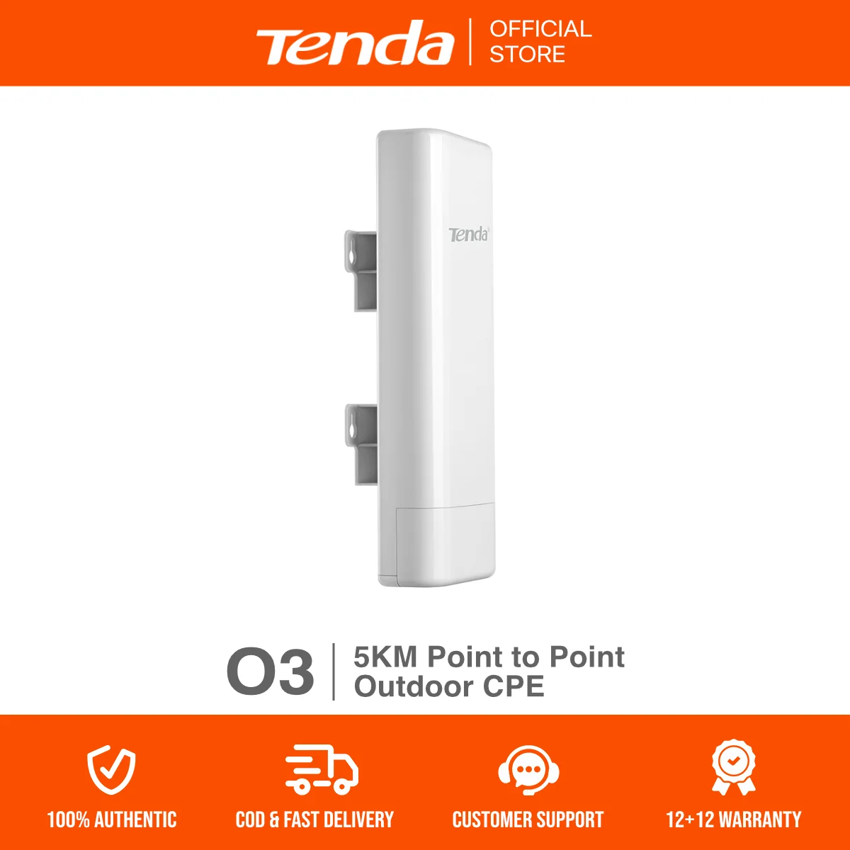 Tenda 야외 CPE, IP64 방수, 12dBi 안테나, 6KVA 번개 보호, WISP, AP, O3 v2, 5km 장거리 P2P