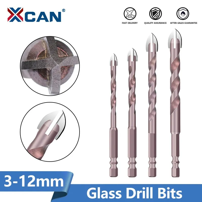 XCAN 홀 오프너 삼각형 드릴 비트, 유리 세라믹 콘크리트 타일 드릴링 도구용 크로스 육각 타일 비트, 3mm, 4mm, 5mm, 6mm, 8mm, 10mm, 12mm