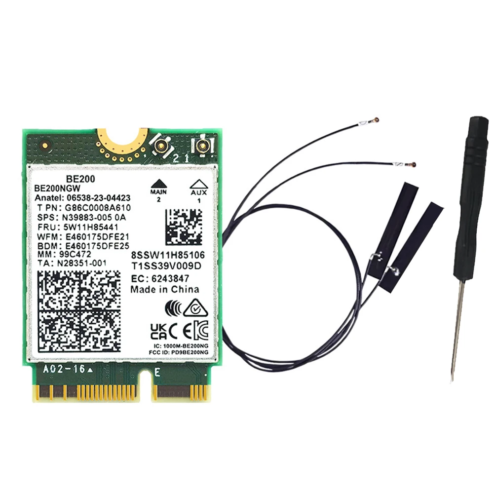 베스트셀러 WIFI 7 BE200 BE200NGW 와이파이 카드+안테나 액세서리 BT 5.4 802.11AX 트라이밴드 M.2 NGFF 무선 네트워크 어댑터