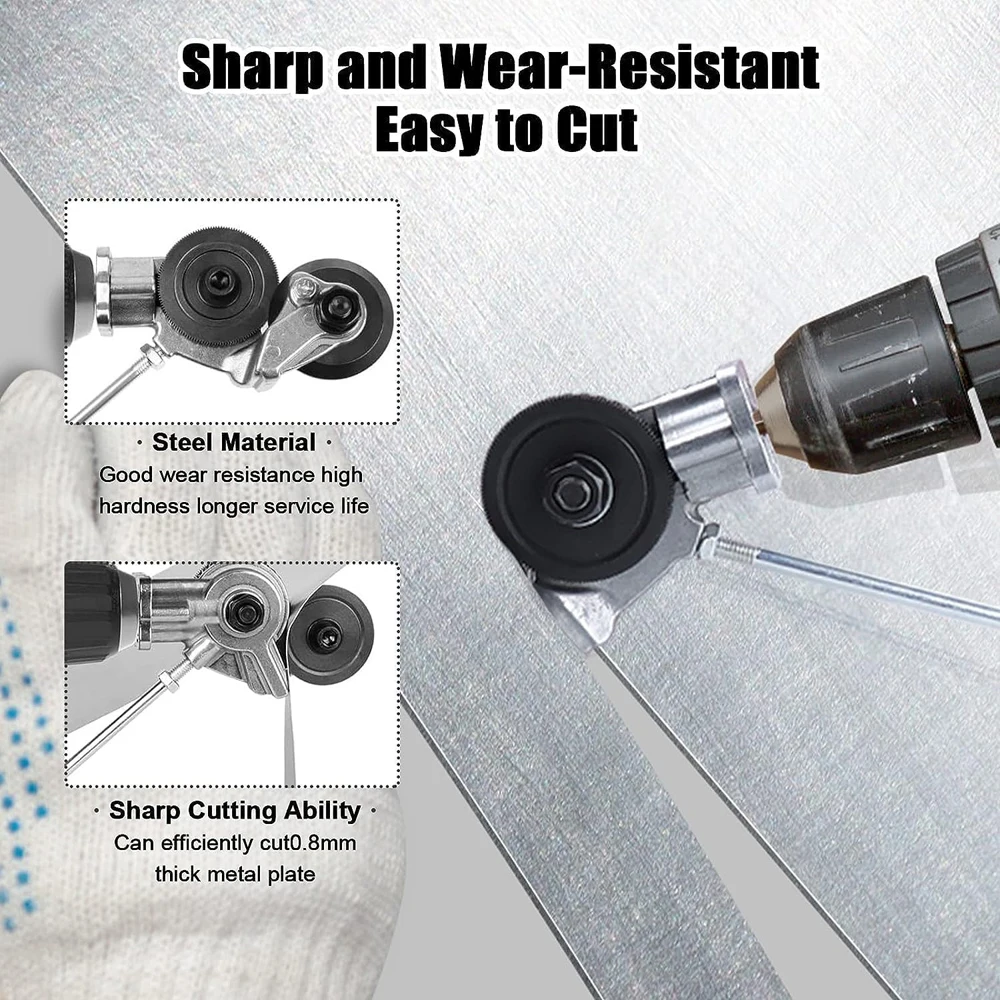 Electric Drill Plate Cutter Attachment Double Headed Free Cutting Tools Iron Metal Sheet Cutter Plate Punch Scissors 2