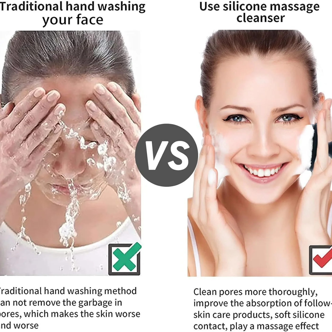 Facial Cleansing Brush Silicone Face Scrubber for Men and Women Manual Skin Care