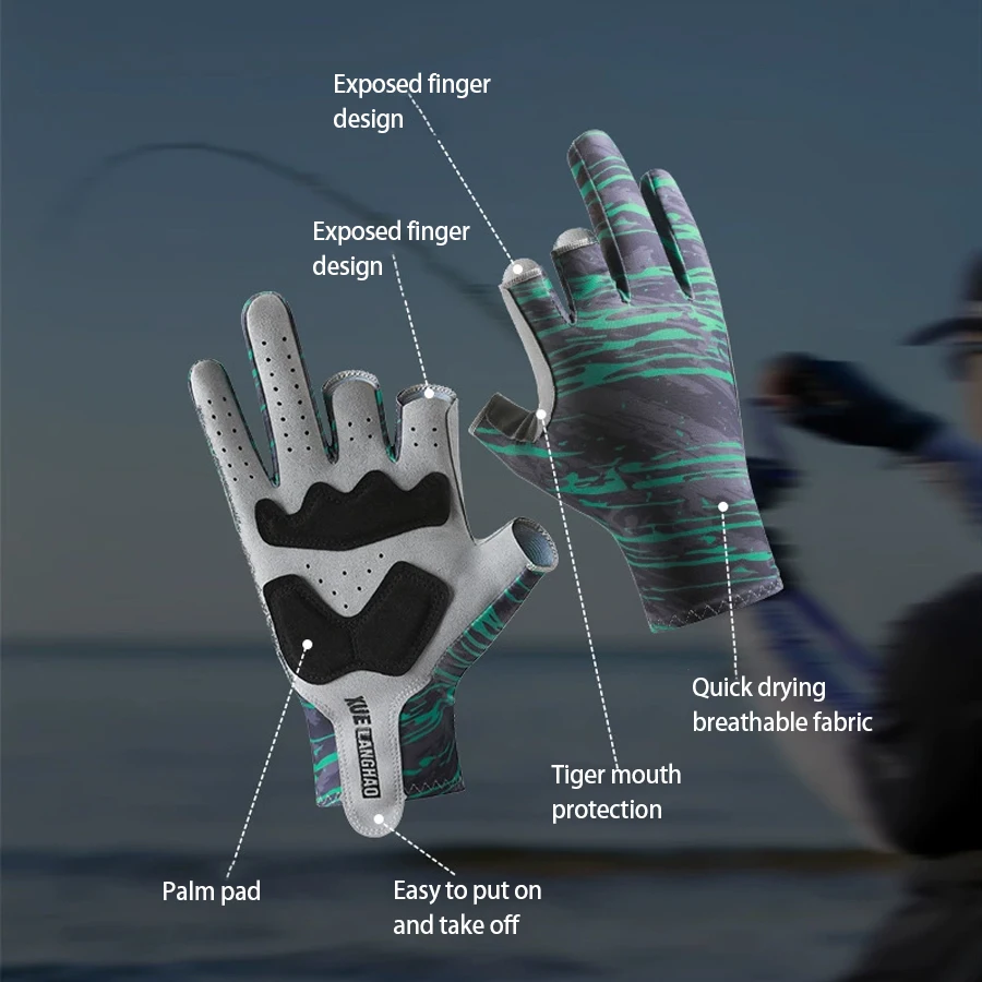 Three-Finger Breathable Fishing Gloves Sunscreen Anti-Slip Cutting Gloves Thin Coating for Outdoor Acti fishing gloves